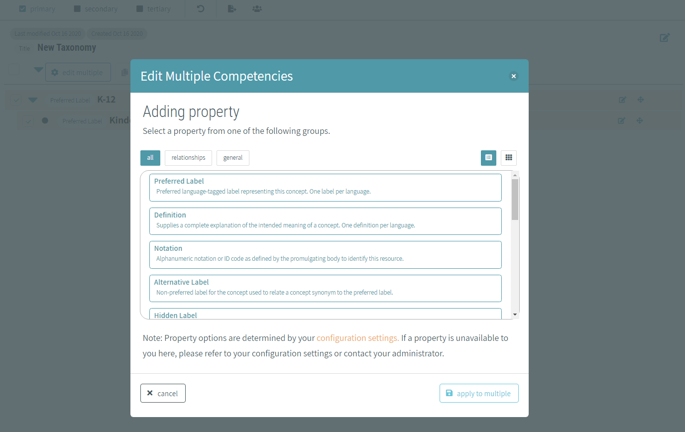 CAT Taxonomy Management - Adding Property to Multiple Concepts